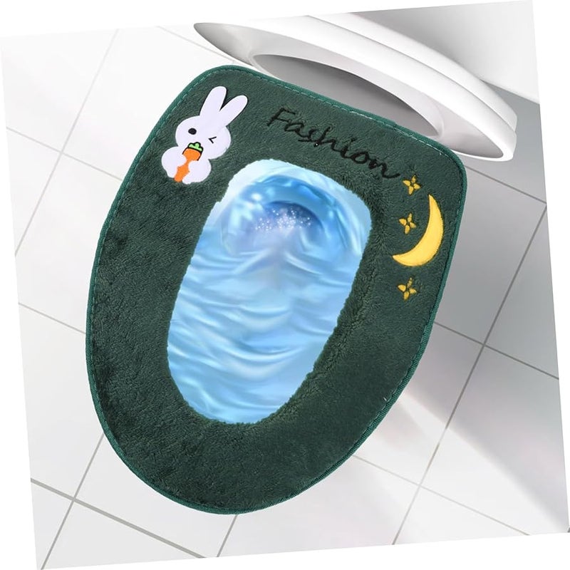 غطاء مقعد المرحاض المخملي المزهر من Hootnee بتصميم سحاب للتنظيف السهل والتركيب المريح لراحة الشتاء - Image 5